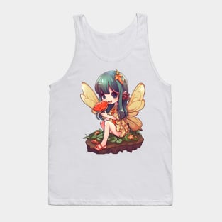 Kawaii Fairy & Pizza Funny Food Retro Japonese Anime Tank Top